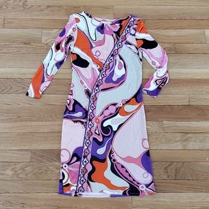 Emilio Pucci pink purple orange stretch dress 10